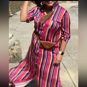 Colorful Satin Like Dress